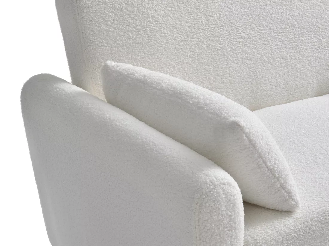 Canapé 2 places convertible en tissu bouclette blanc AYLA