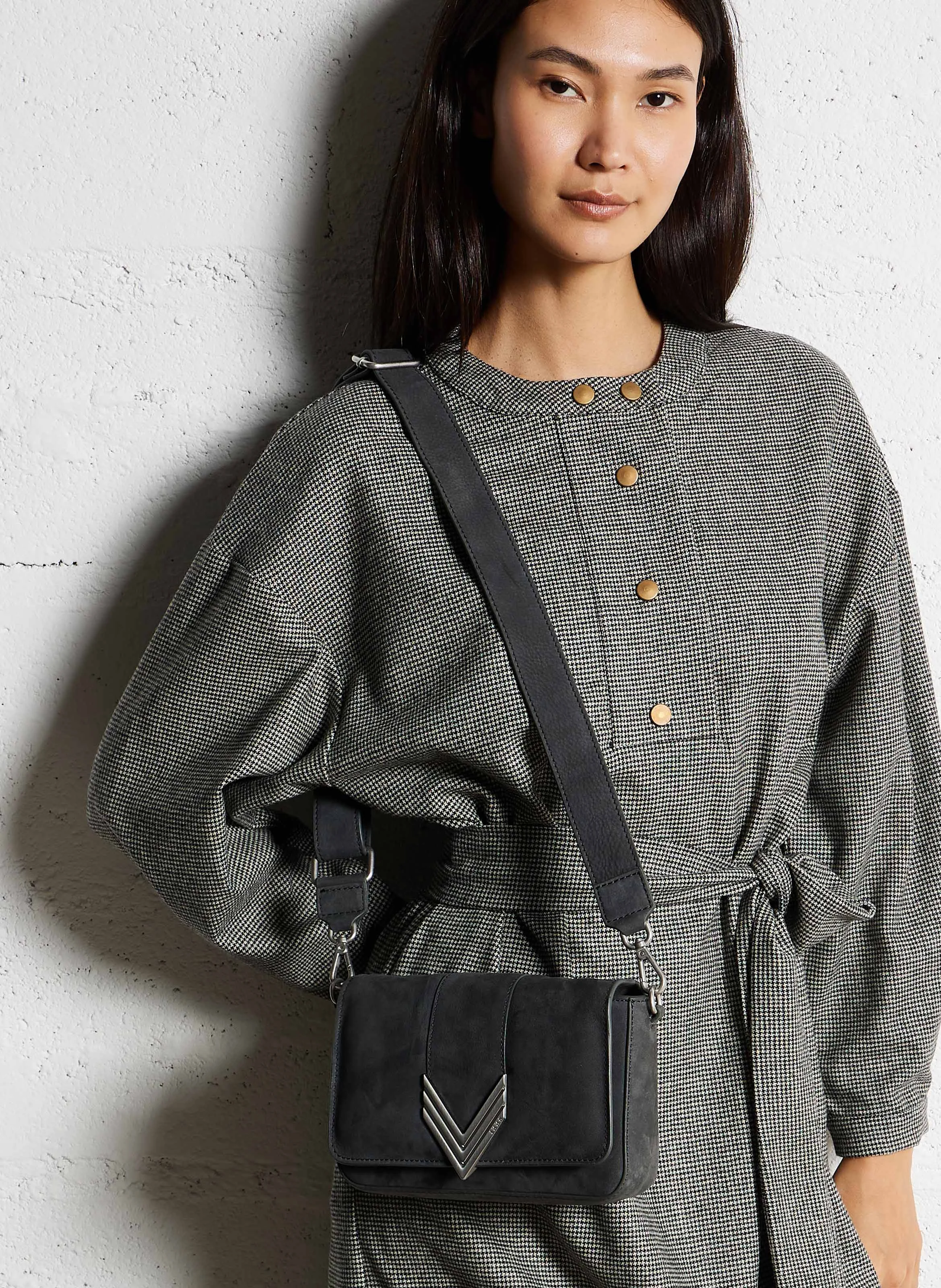 111 - Sac bandoulière en cuir | Gris
