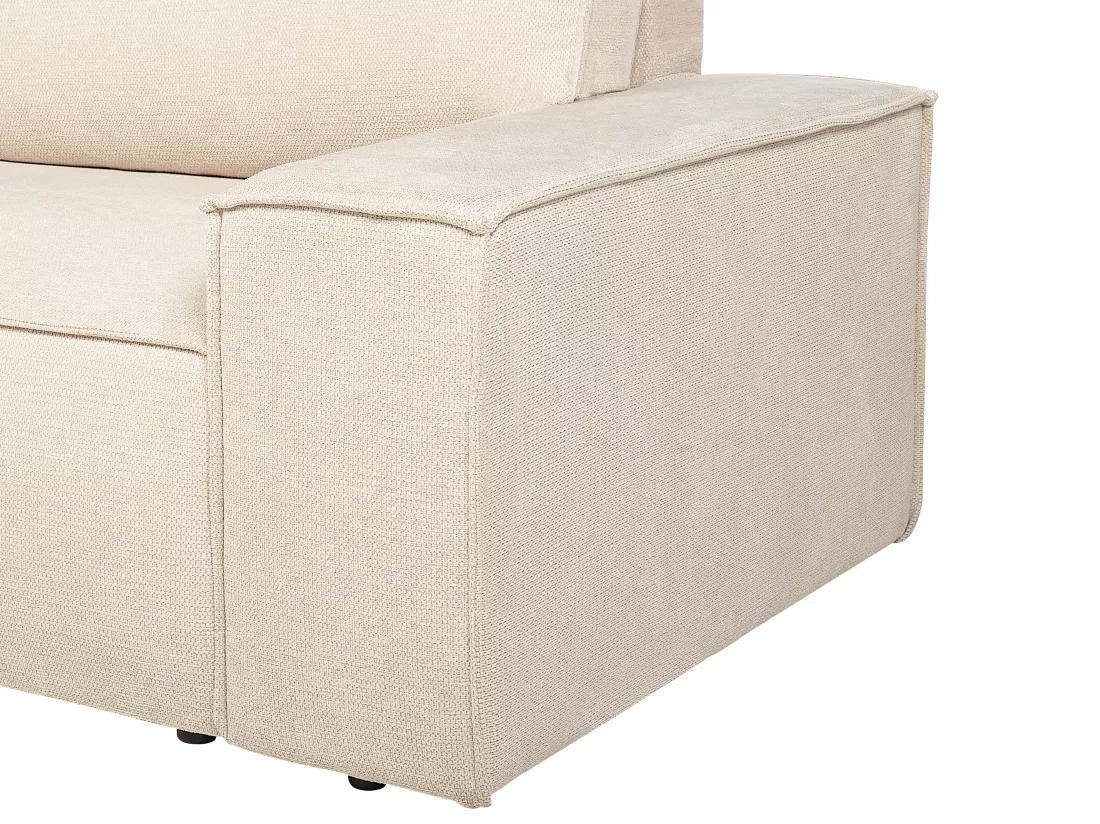 Canapé d'angle gauche convertible en tissu texturé beige AMELIA