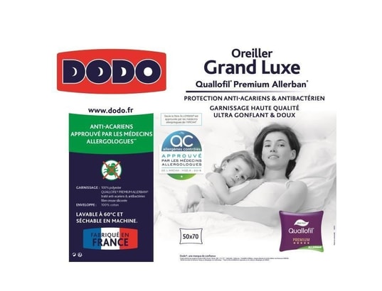 DODO - Oreiller rectangle Oreiller grand luxe quallofil allerban 50x70cm