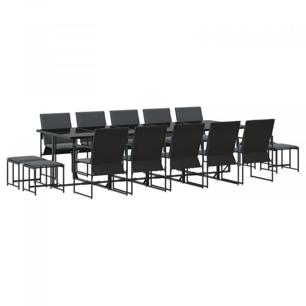 vidaXL Conjunto de Jantar para Jardim de 19 Peças com Almofadas em Aço e Textilene - 346504669