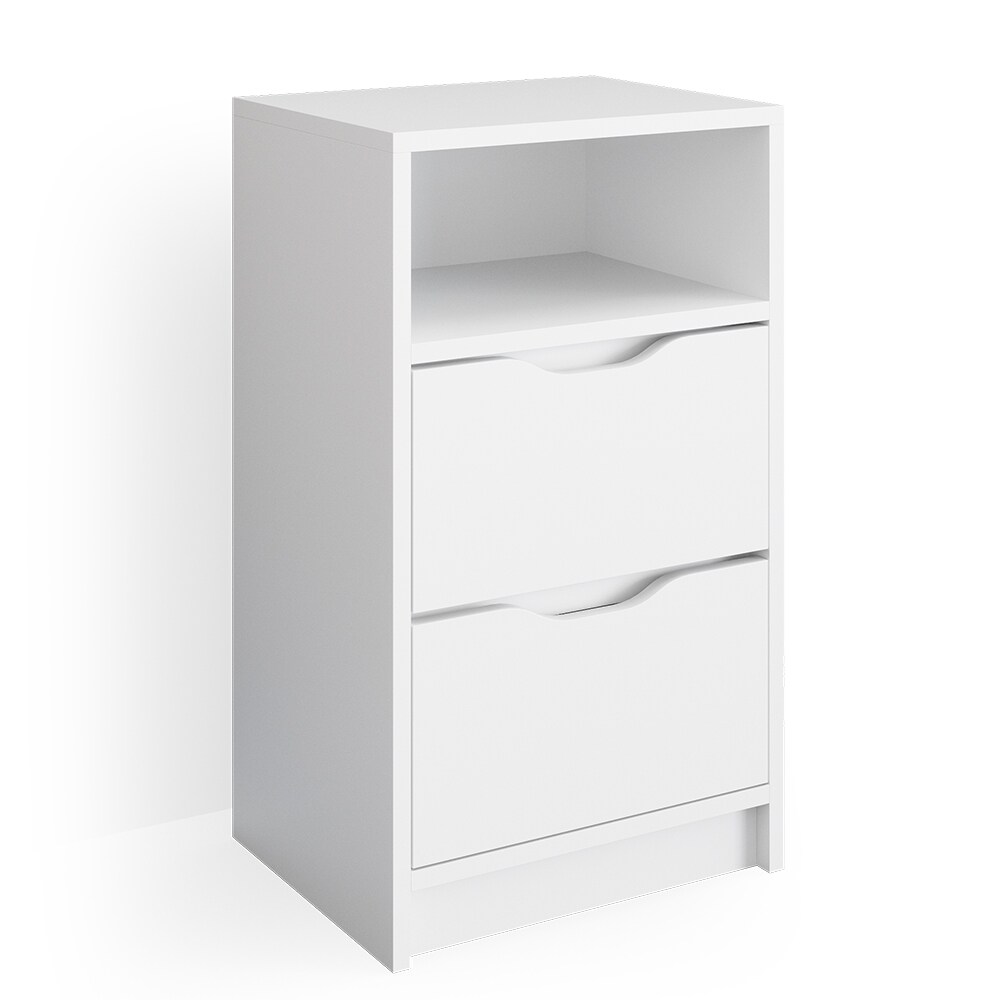 Vicco Nachttisch Ruben weiß Nachtkommode 2 Schubladen für Boxspringbett Kommode