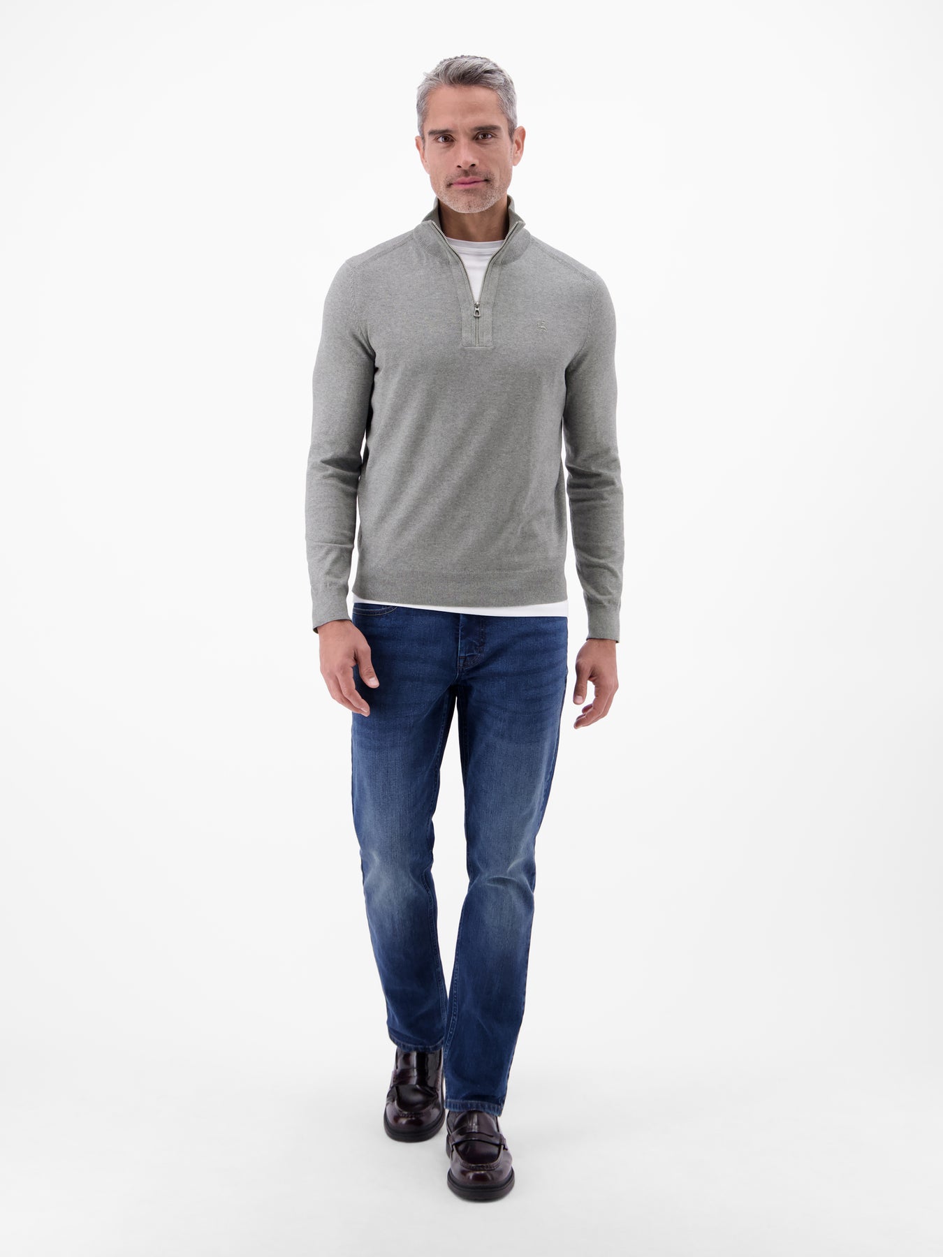 Flachstrickpullover mit Troyerkragen