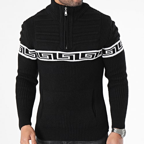 Pull Col Zippé Noir