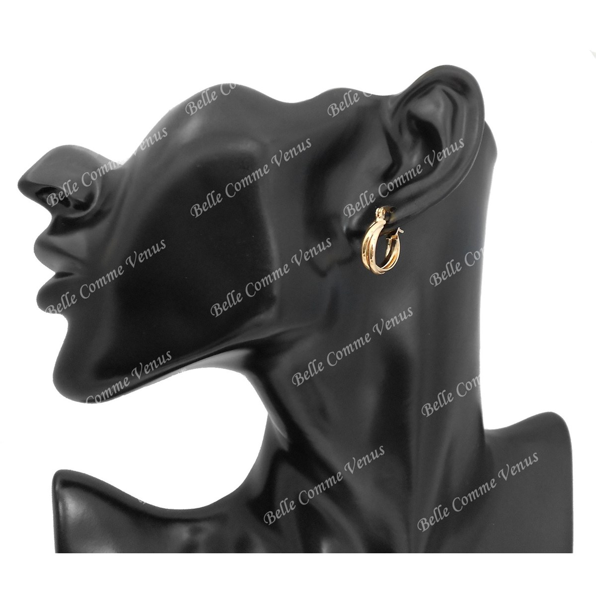Boucles d'oreilles créoles anneaux enlacés Plaqué OR 750 3 microns