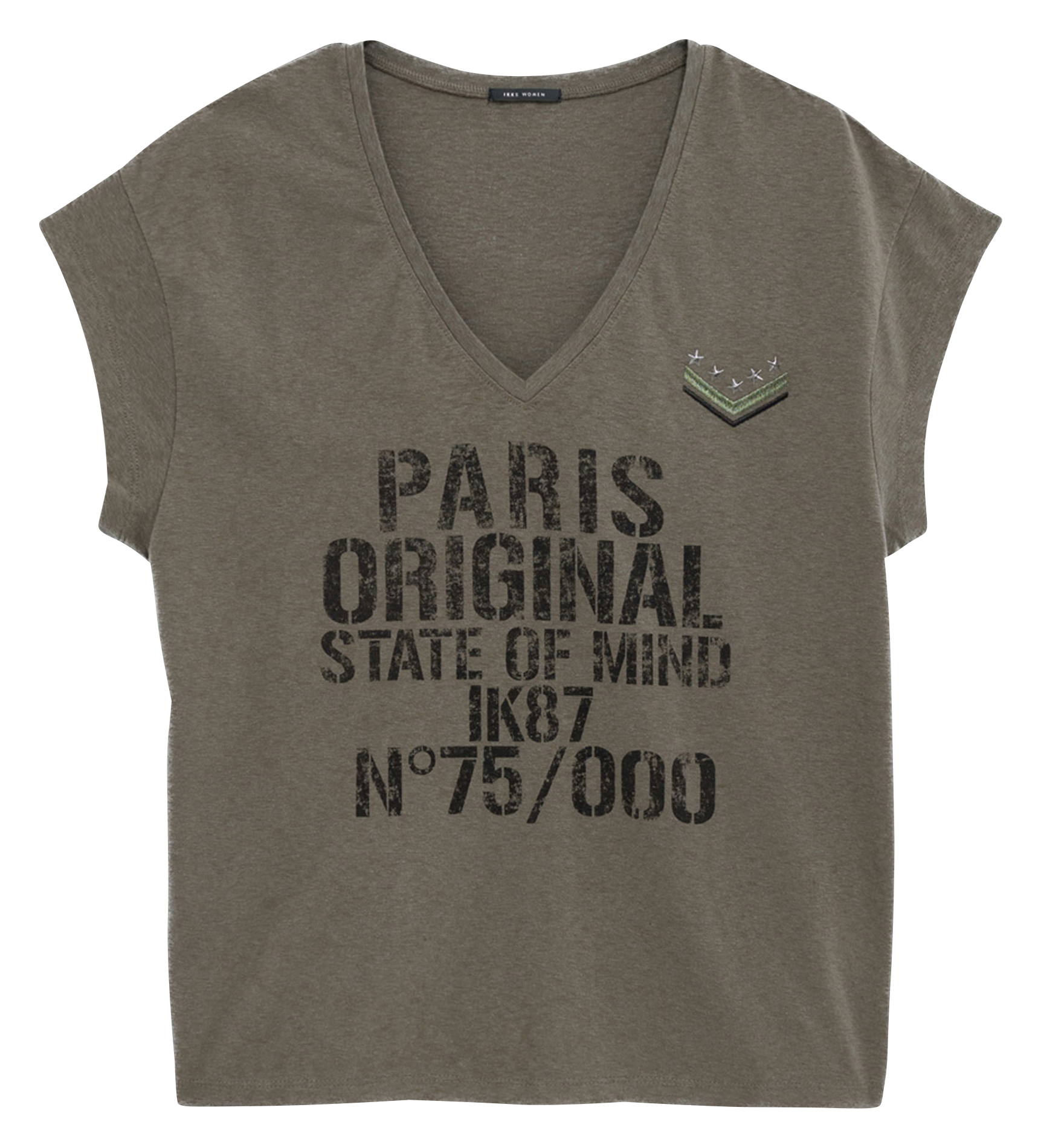 Tee-shirt imprimé en coton mélngé | Kaki