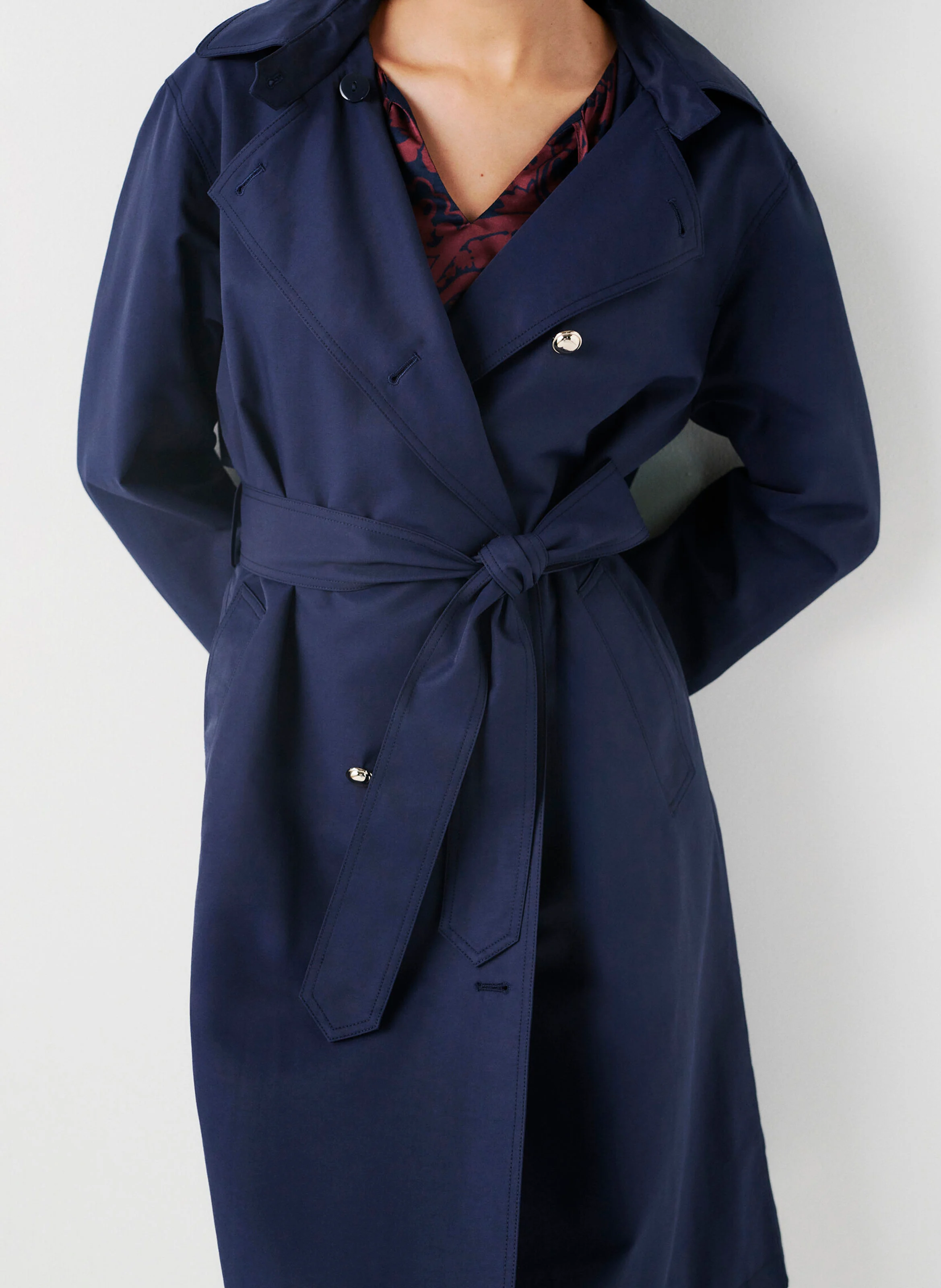 GATEAU - Trench long ceinturé en coton mélangé| Bleu