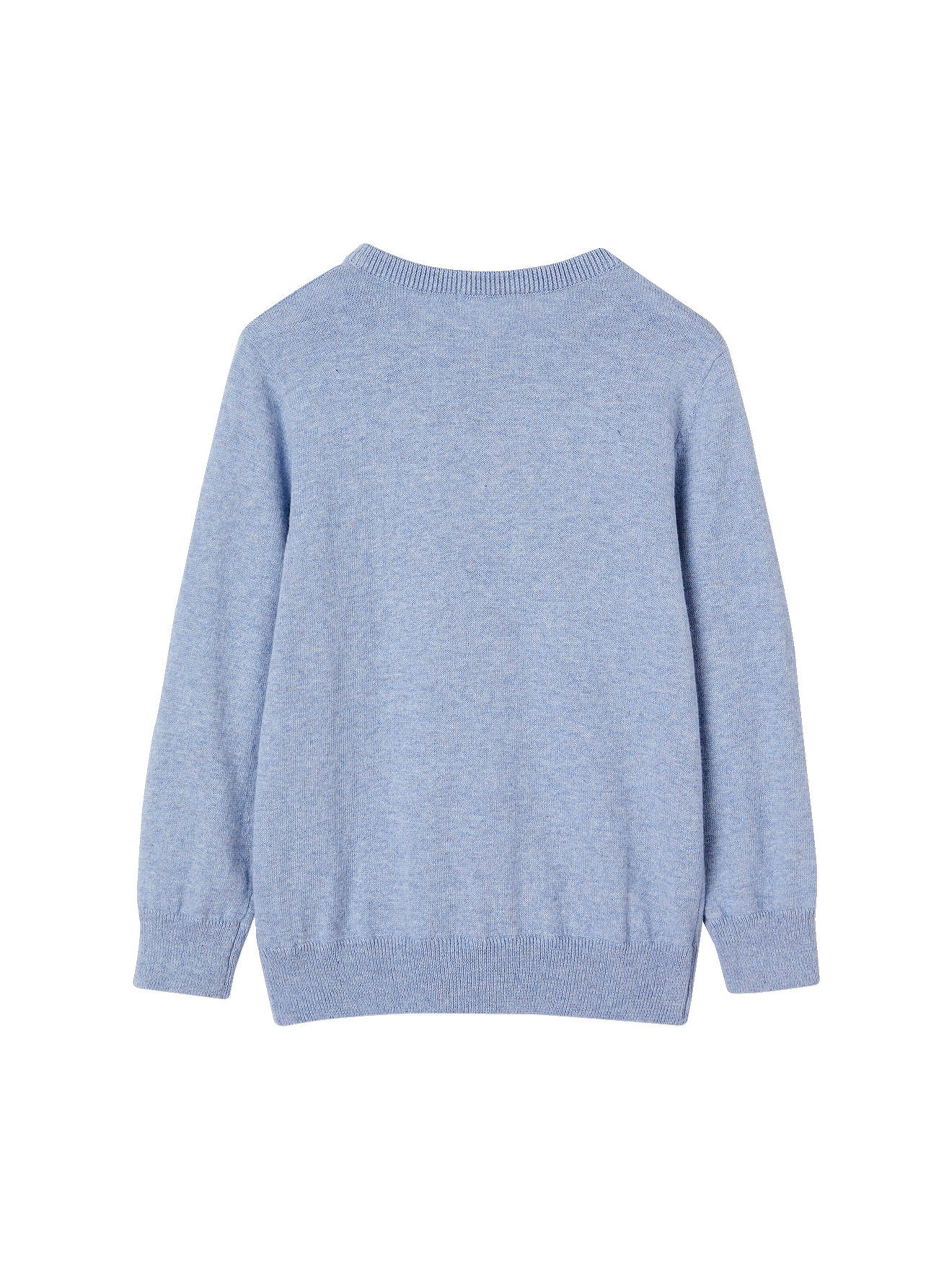 Vertbaudet Jungen Pullover mit Henley-Ausschnitt blau meliert