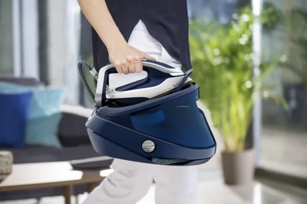 Tefal Pro Express Vision GV9812E0 - Dampstrygejern med automatisk afbrydelse - såleplade: Durilium AirGlide Autoclean - 3000 W - kjoleblå/hvid