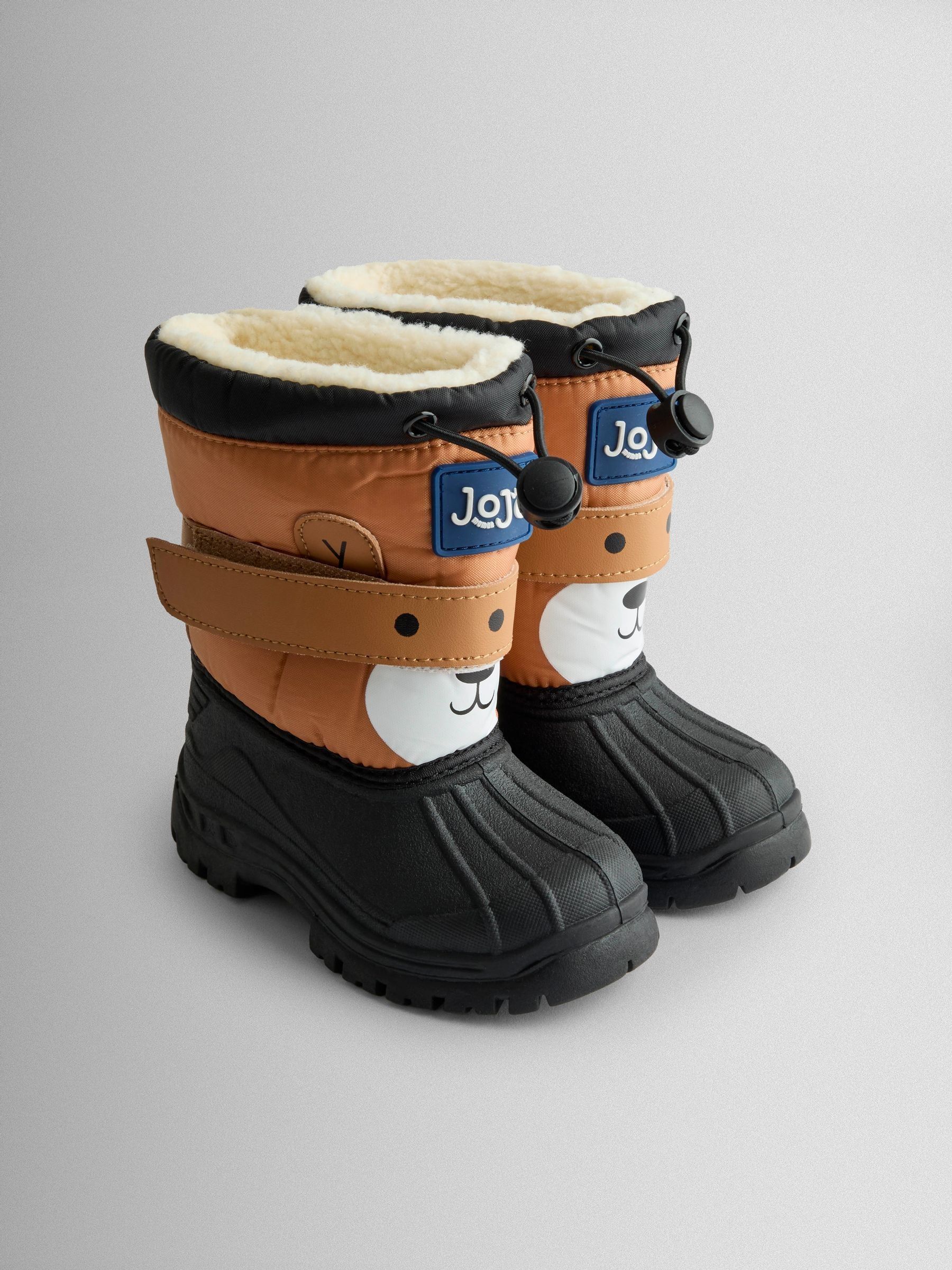 Bruin met beer - JoJo Maman Bébé - Behaaglijke sneeuwlaarzen