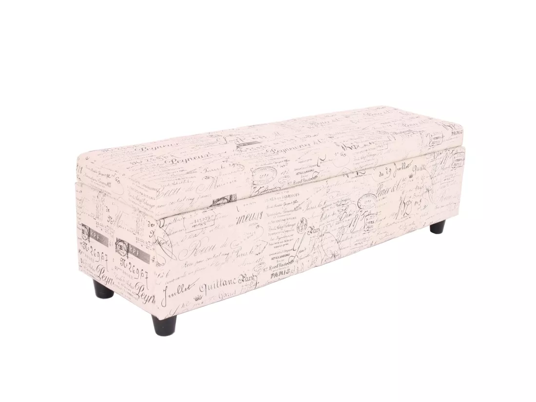 Coffre de rangement Kriens, crème / jacquard noir