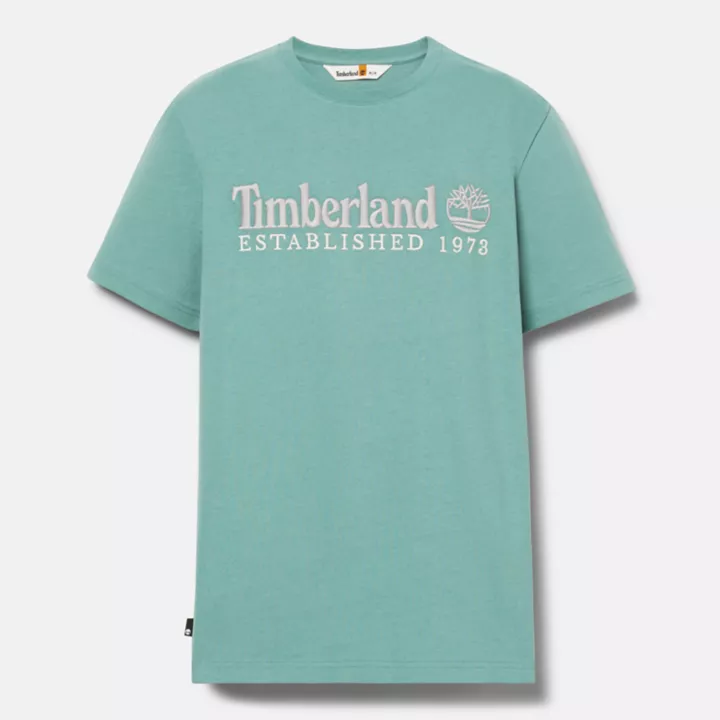 T-shirt à manches courtes et logo pour homme en bleu sarcelle