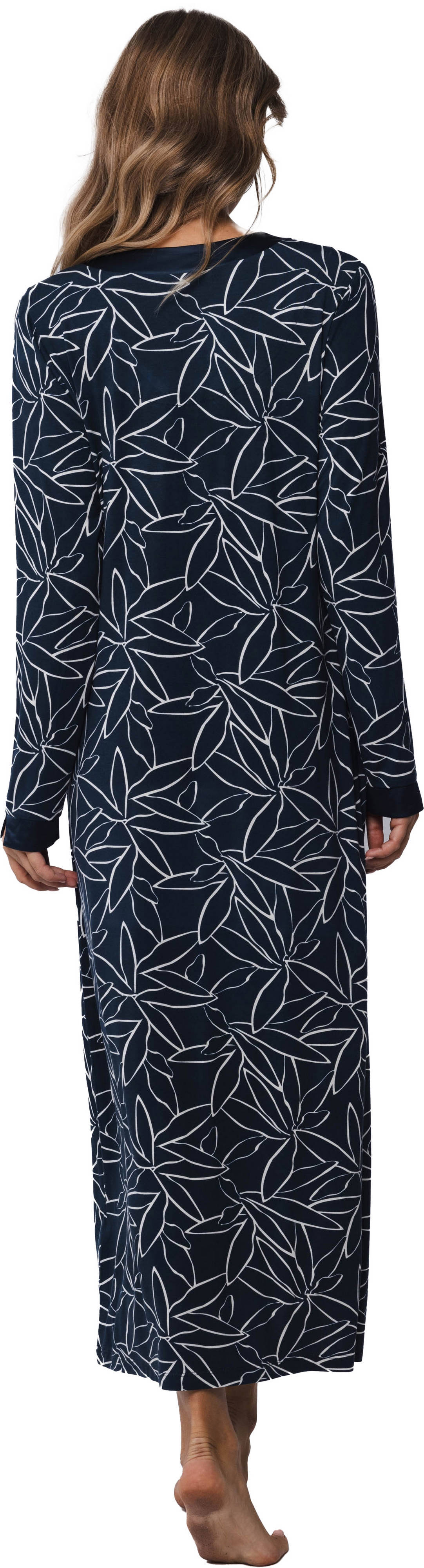 Pastunette lang nachthemd donkerblauw/wit