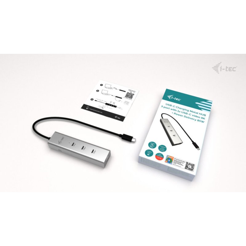 i-tec Metal USB-C Charging HUB 5port with USB-C video 8K + Power Delivery 85W