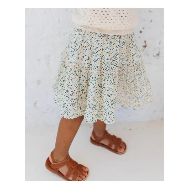 Búho Jupe Fleurie Voile de Coton | Ecru