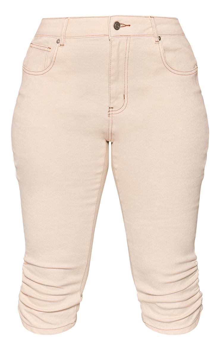 Ecru Jean Capri En Denim Clair Froncé Shape
