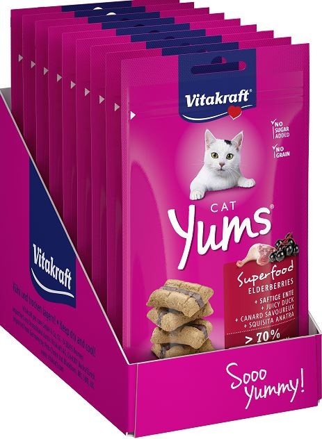 Vitakraft - Kattegodbider - 8 x Cat Yums m/And & Hyldebær 40g