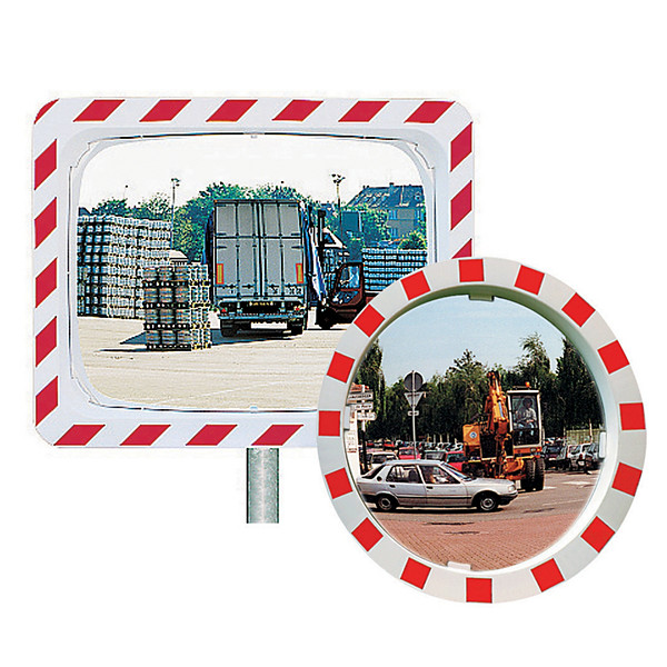 Miroir de circulation Vialux® polymir rouge et blanc diamètre 60 cm