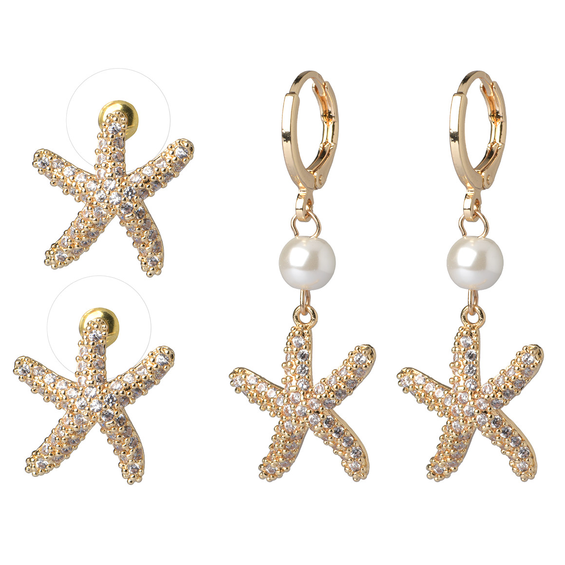 Gina Benotti Damen Ohrring Set mit Ohrsteckern und Creolen gold