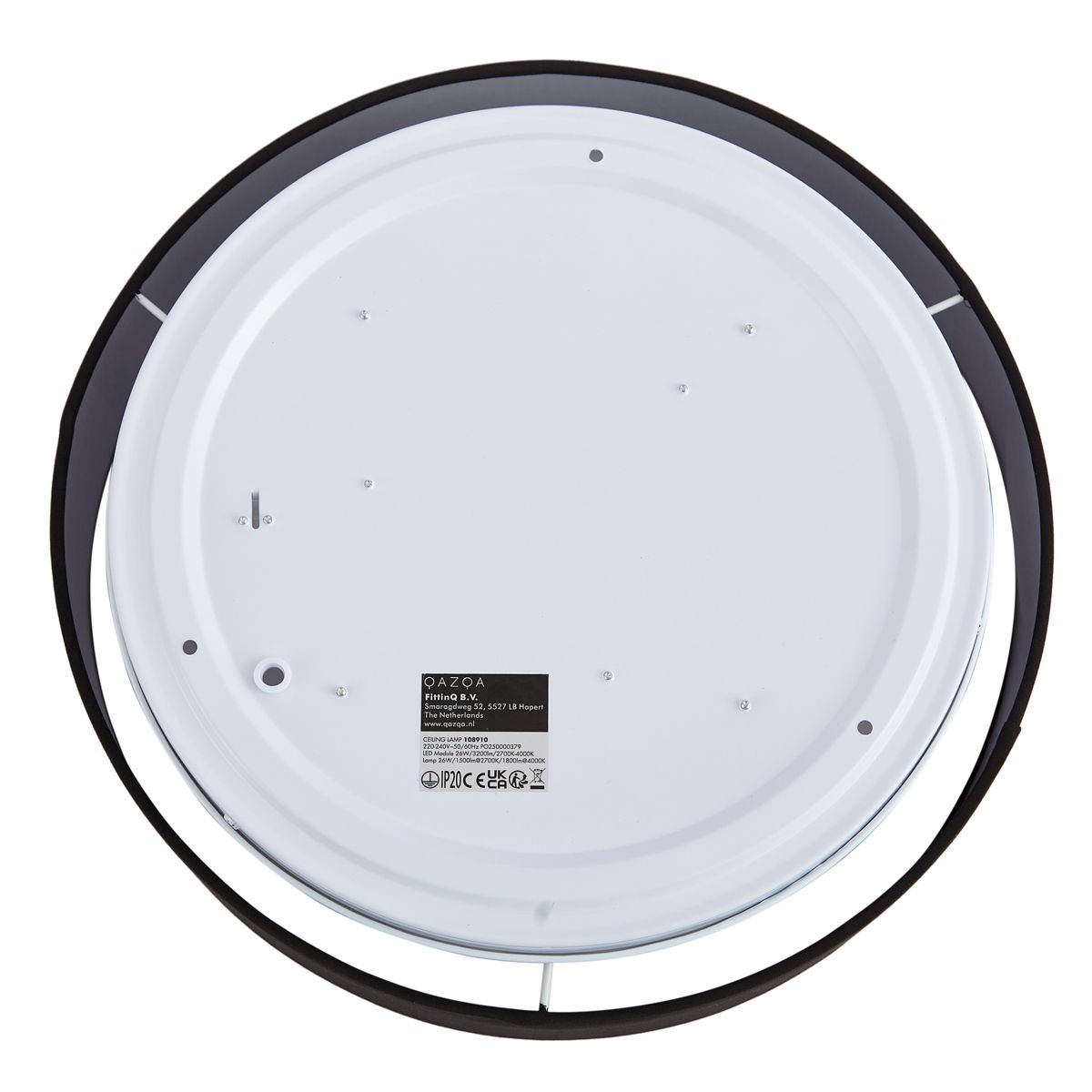 Smart plafondlamp zwart 35cm incl. LED en afstandsbediening - Flat drum