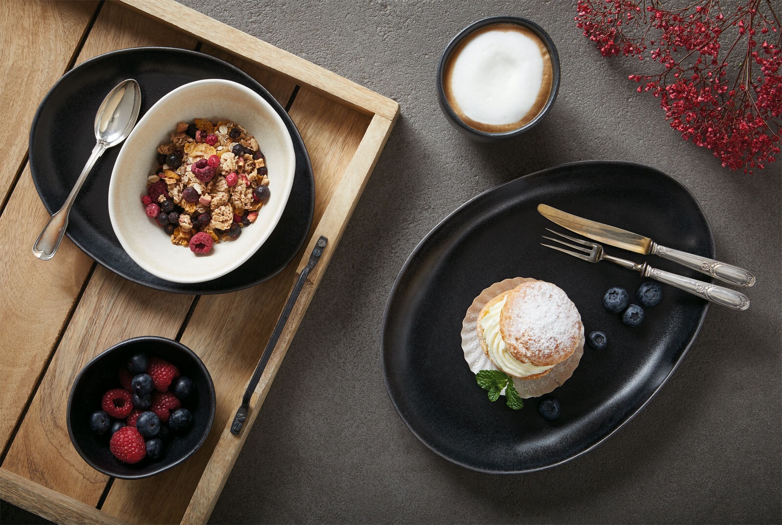 CreaTable Dessertteller PIETRA Keramik schwarz