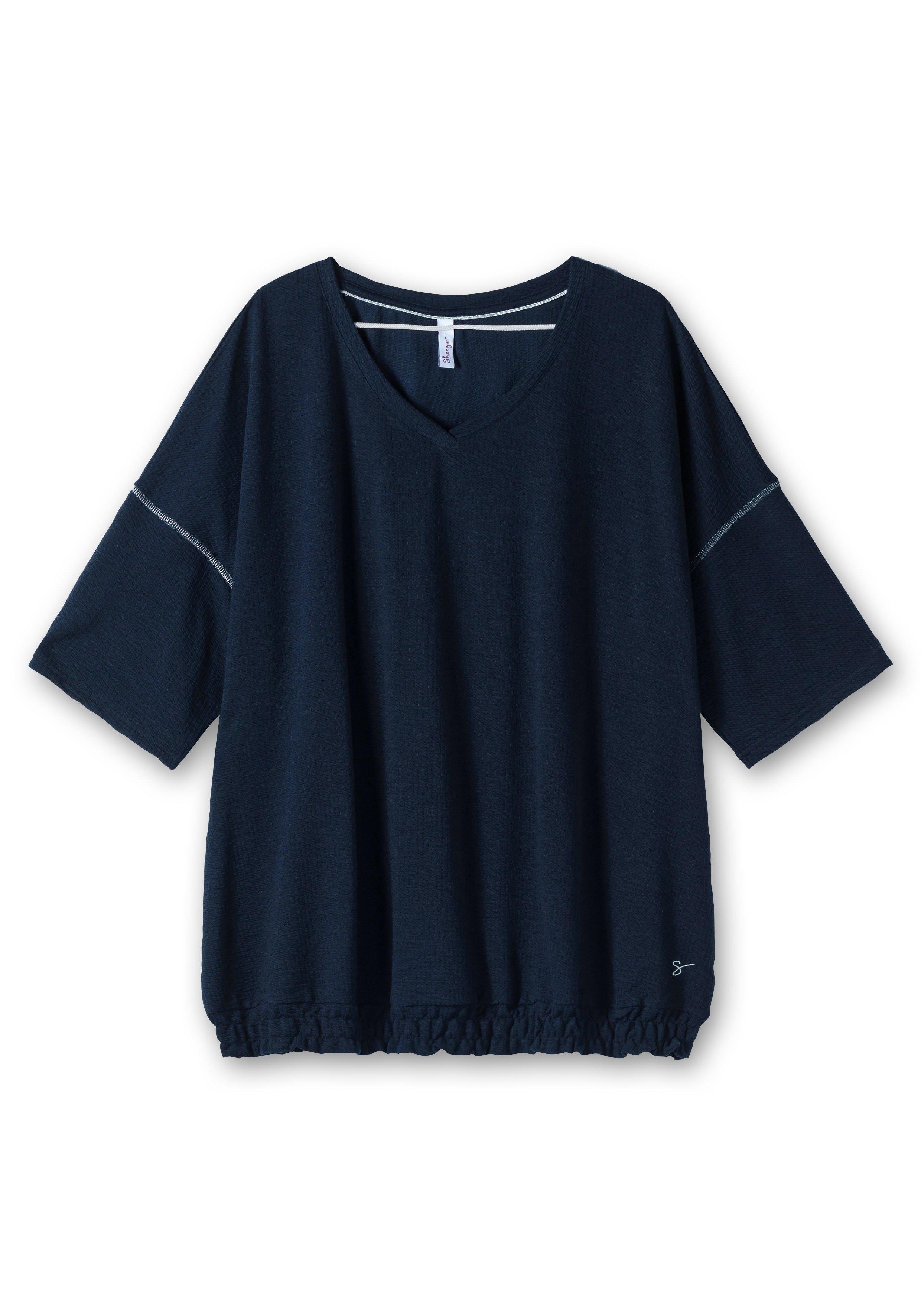 Shirt mit Ziernaht an den Ärmeln und Smokbund