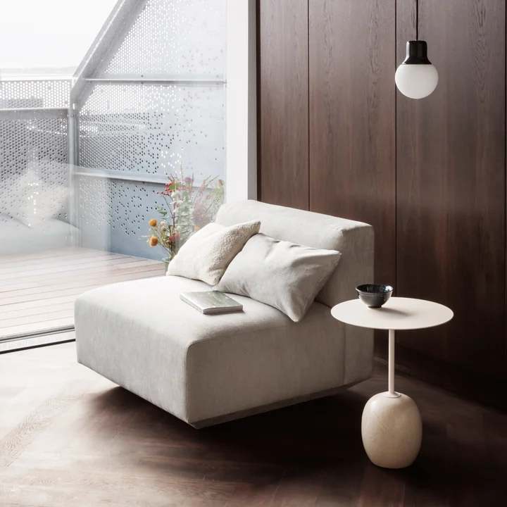&Tradition - Lato Beistelltisch oval 40 x 50 cm, H 45 cm, Eiche / Crema Diva Marmor