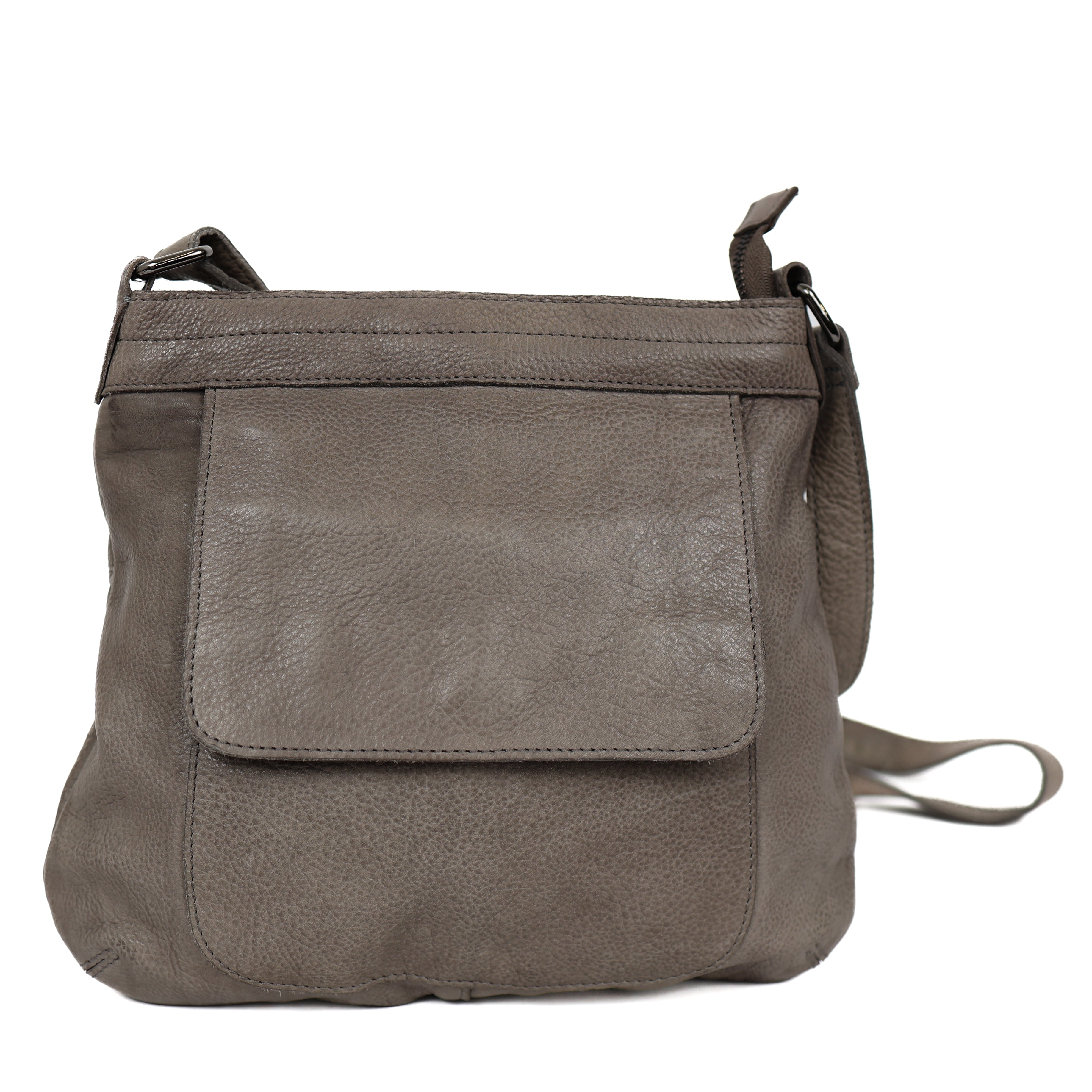 Schoudertas met voorvak 'Merle' grijs Grey