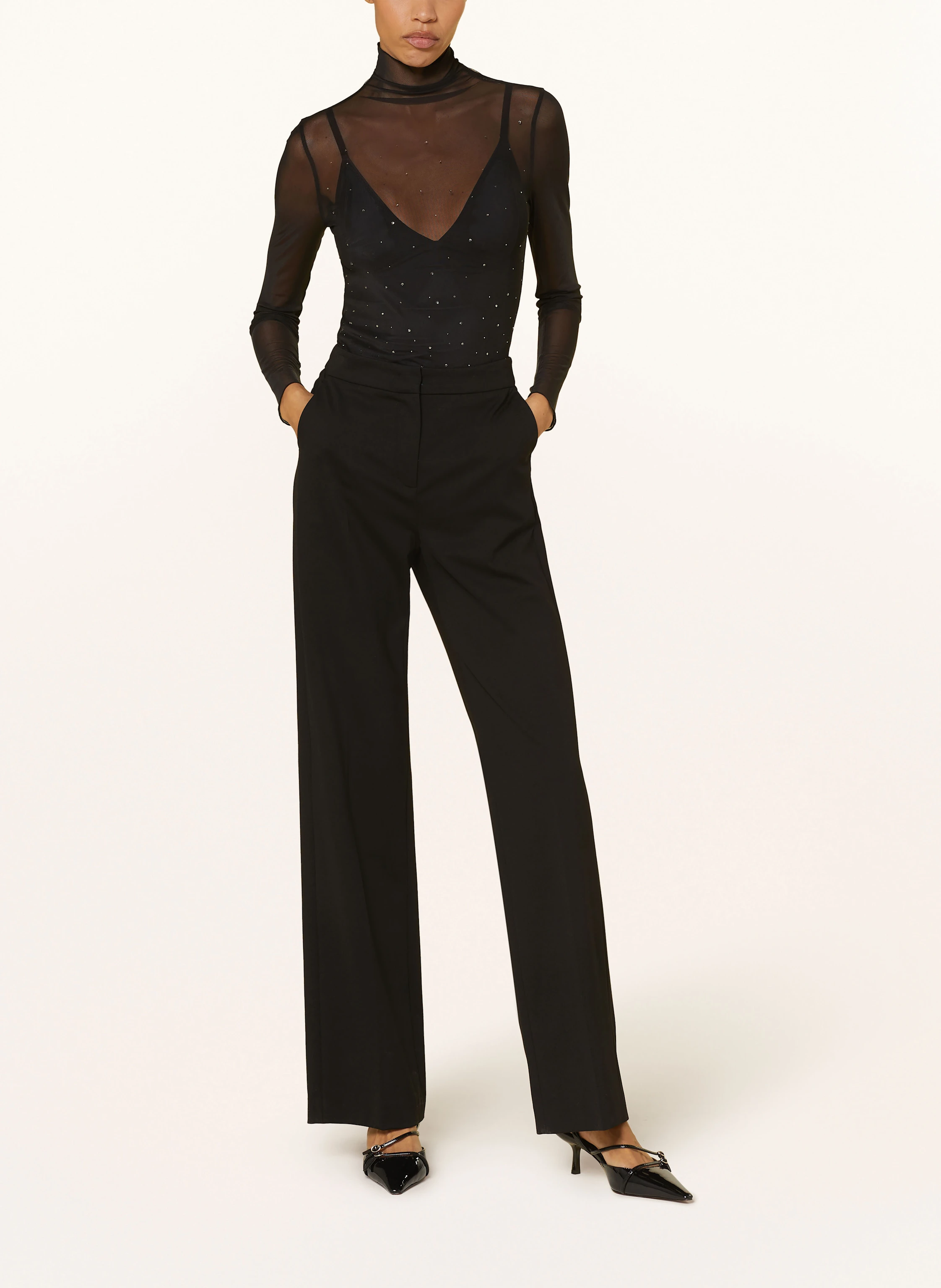 LUISA CERANO Longsleeve aus Mesh mit Schmucksteinen