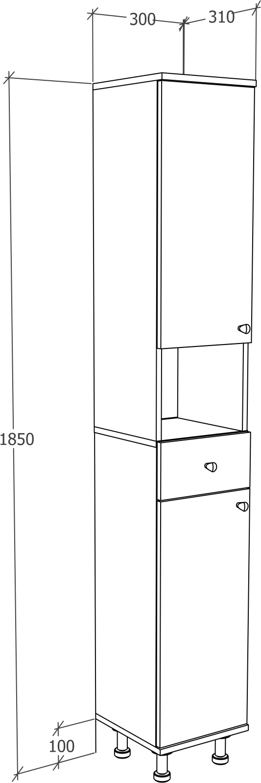 Hochschrank NILOSI - weiß - 30 cm breit