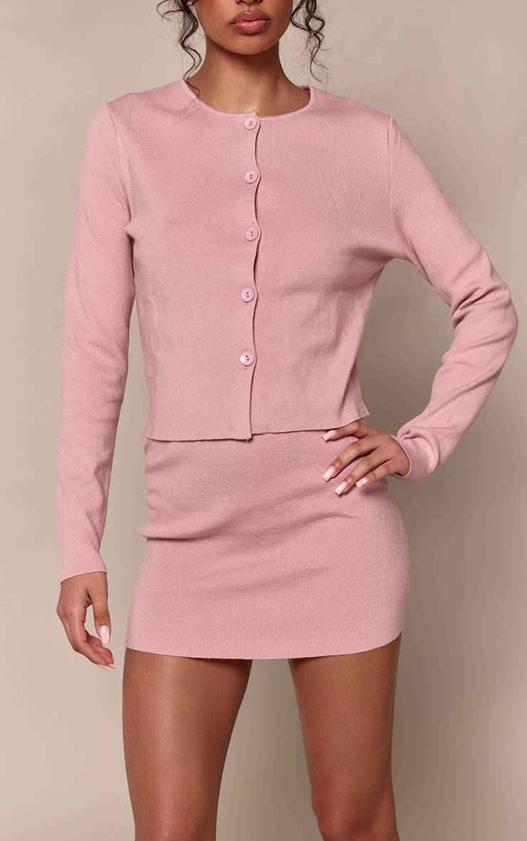 Rose Jupe En Maille Compacte