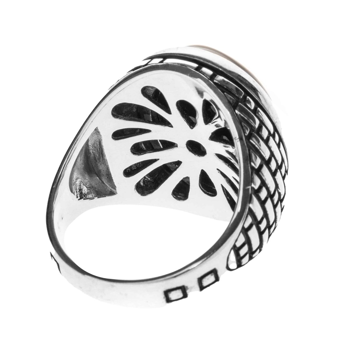 Bague Homme oeil Argent Doré Pierre oeil De Tigre Rouge