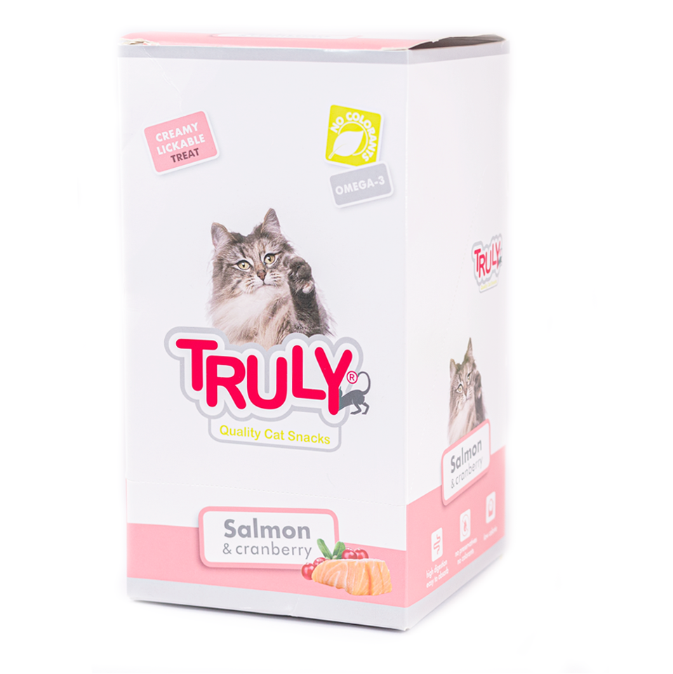 Truly - 12 x 5 Stk Cat Creamy Lickable laks & tranebær840g ialt