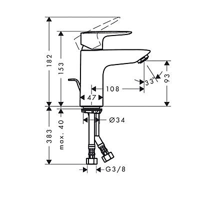 Mitigeur de lavabo chromé Hansgrohe Mysport L