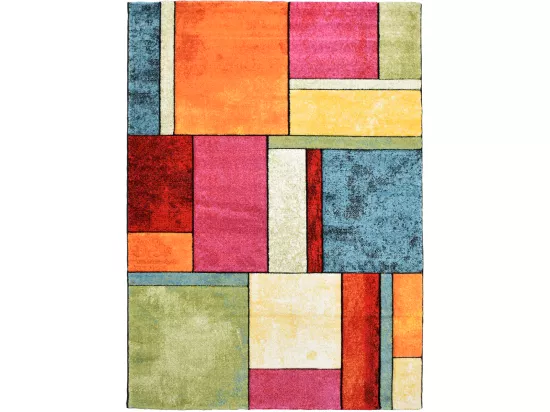 tapis salon 160x230 tissé multicolore rectangle motif géométrique GEOME