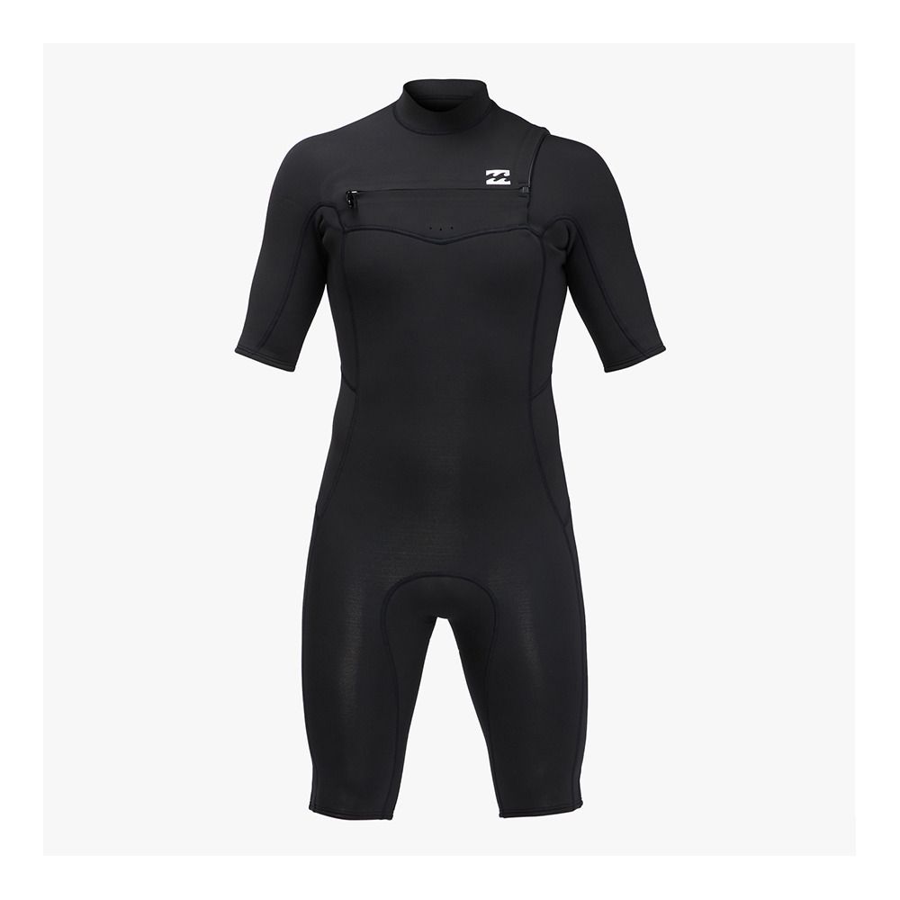 Billabong ABSOLUTE FL SPRING CHEST ZIP - Combinaison shorty 2/2mm Homme black