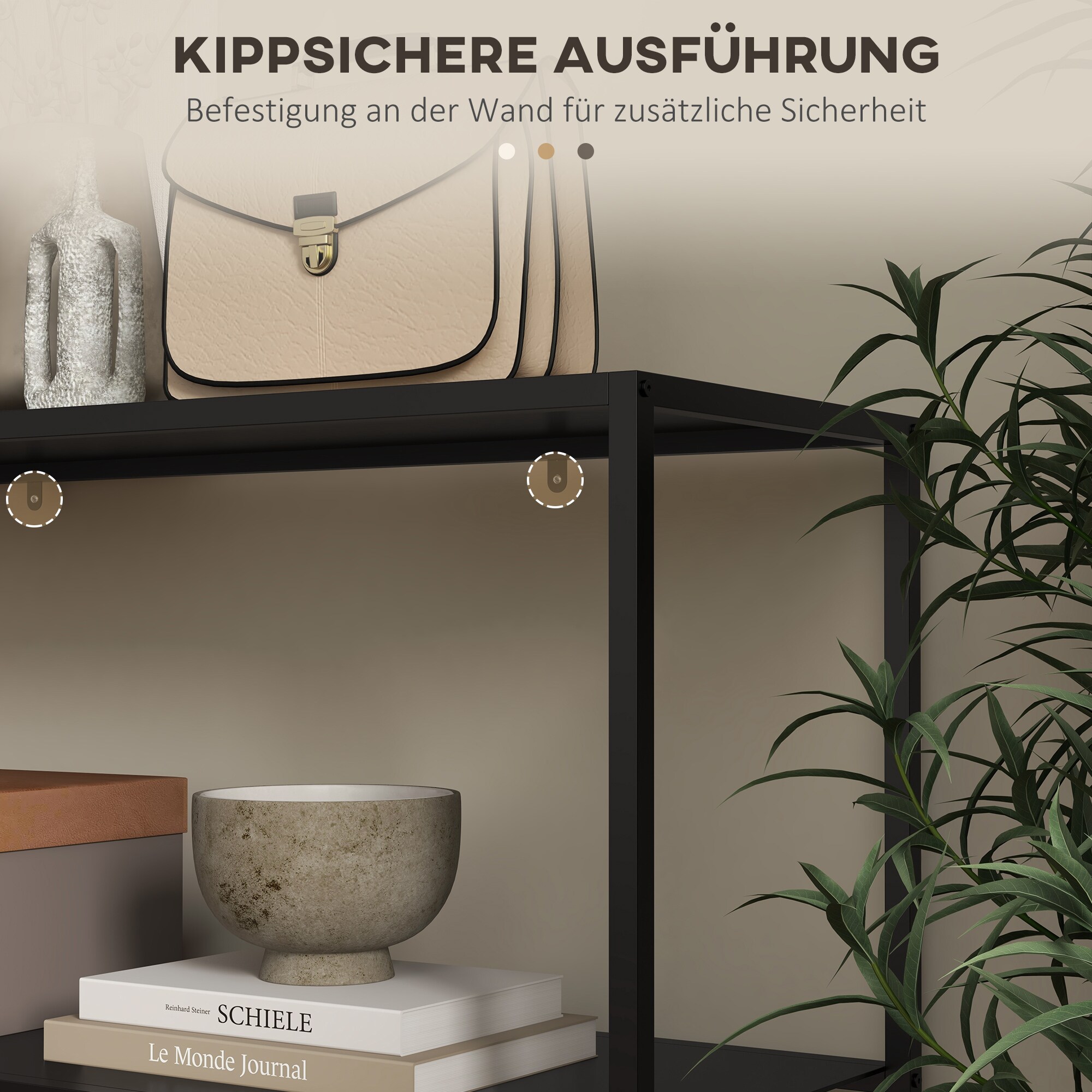HOMCOM Konsolentisch mit 2 Ebenen schwarz 90L x 30B x 75H cm