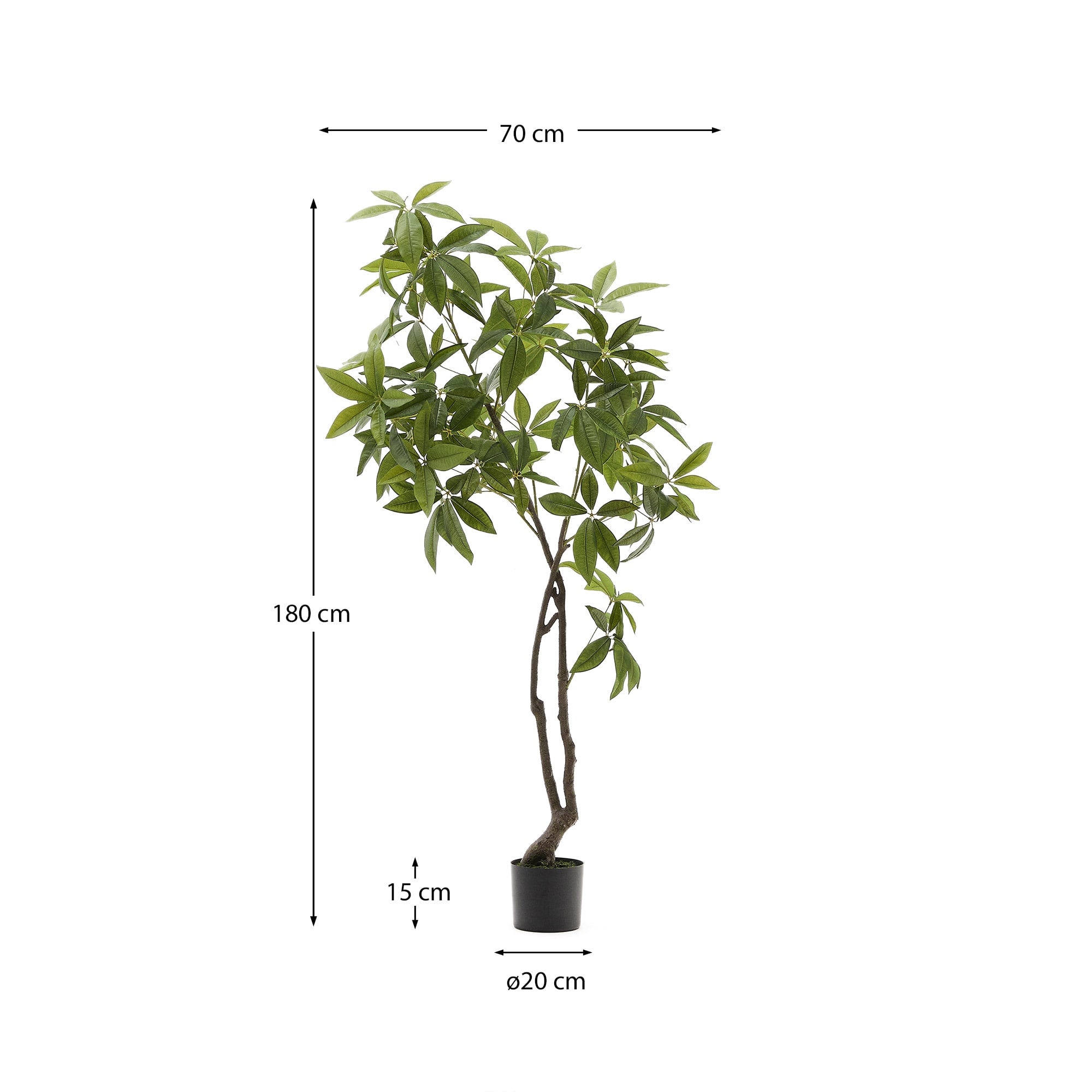 Kave Home - Kunstboom Pachira met zwarte pot 180 cm