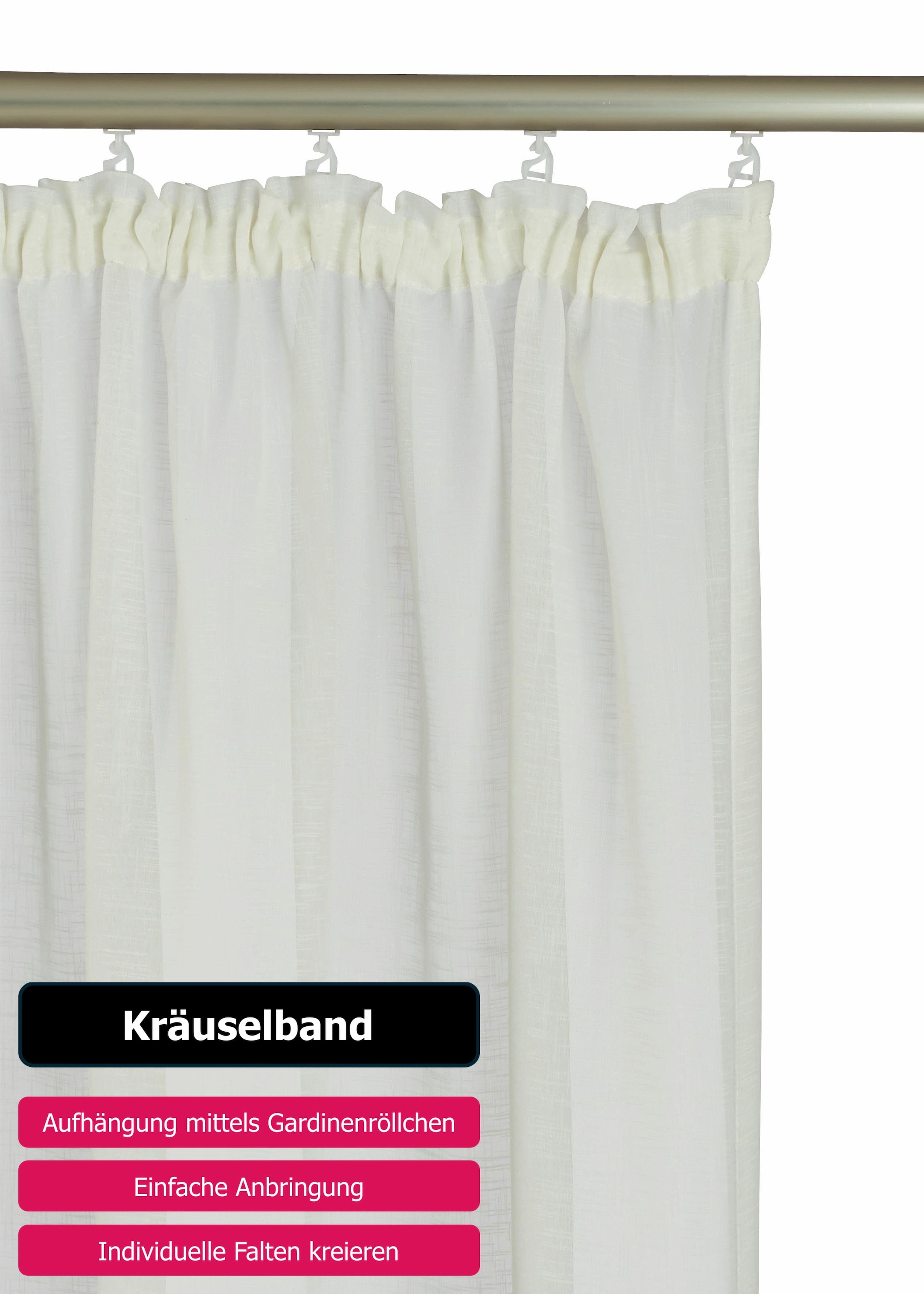 my home Gardine »REGINA« Kräuselband 2 Stk. tlg. Vorhang, Fertiggardine, 2-er Set, transparent, modern
