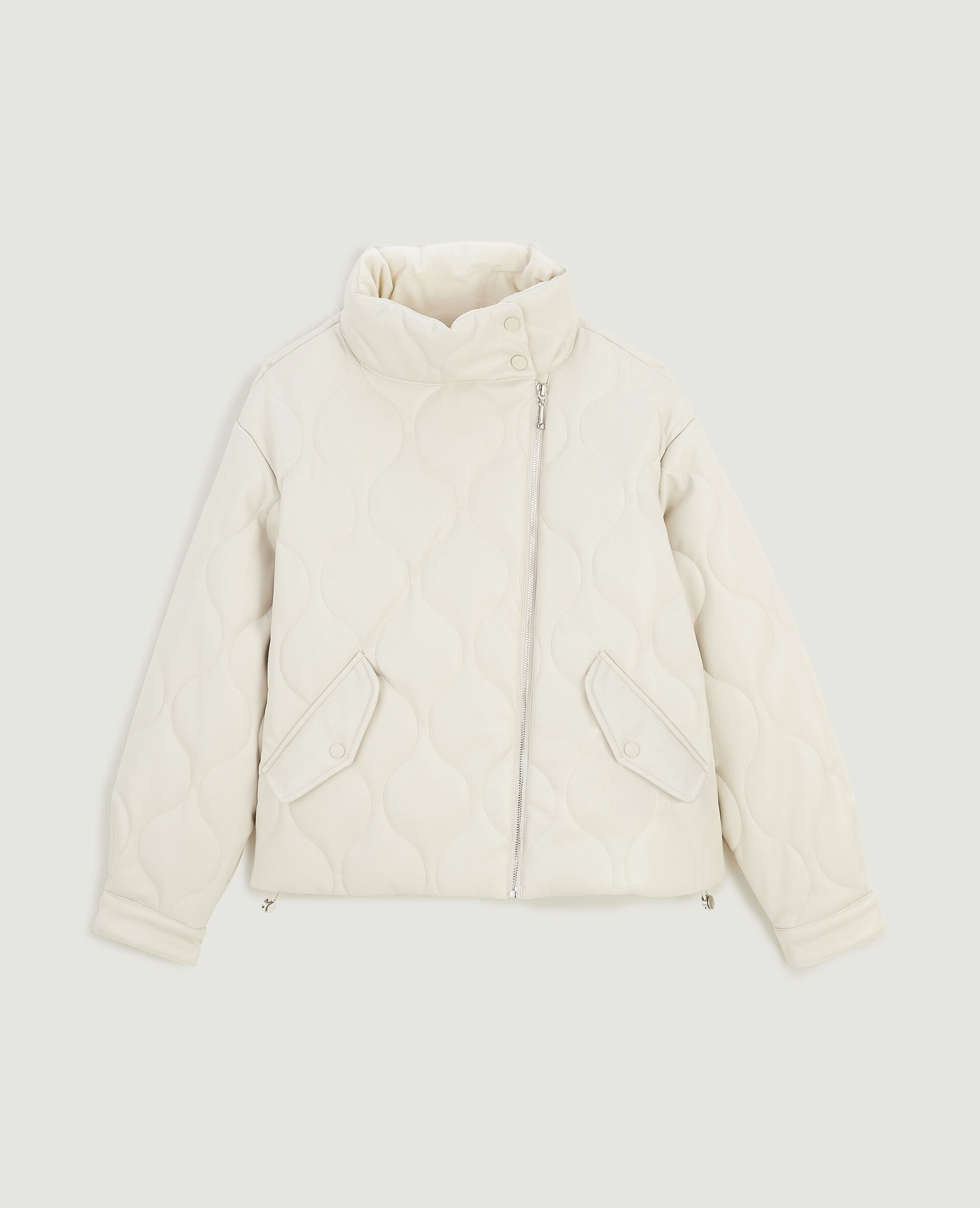 Blouson matelassé en simili cuir - Blanc