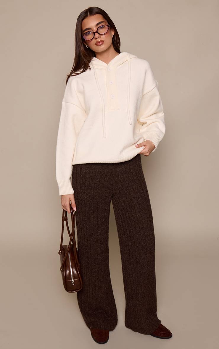 Crème Sweat À Casynthétiqueche Oversize En Maille Avec Détails Boutonnés