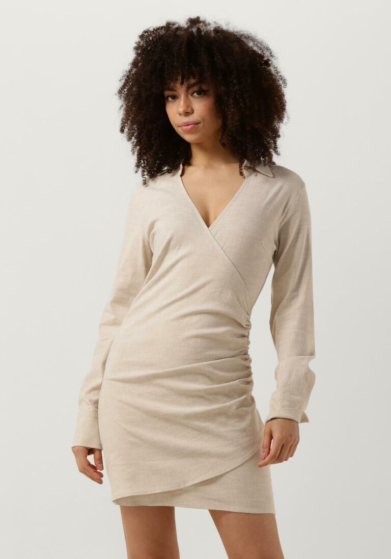 SECOND FEMALE creme second female mini jurk zaha dress
