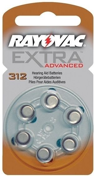 Rayovac extra advanced 312 gehoorapparaat batterij 6 stuks (bruin)
