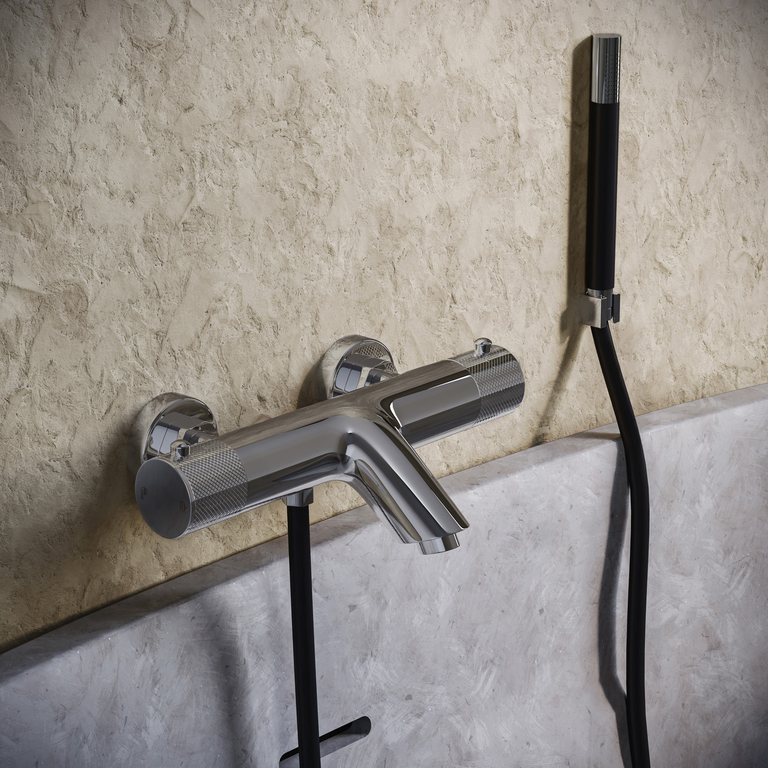 Saniclear Talpa Curved Pro thermostatische opbouw badkraan met handdouche chroom