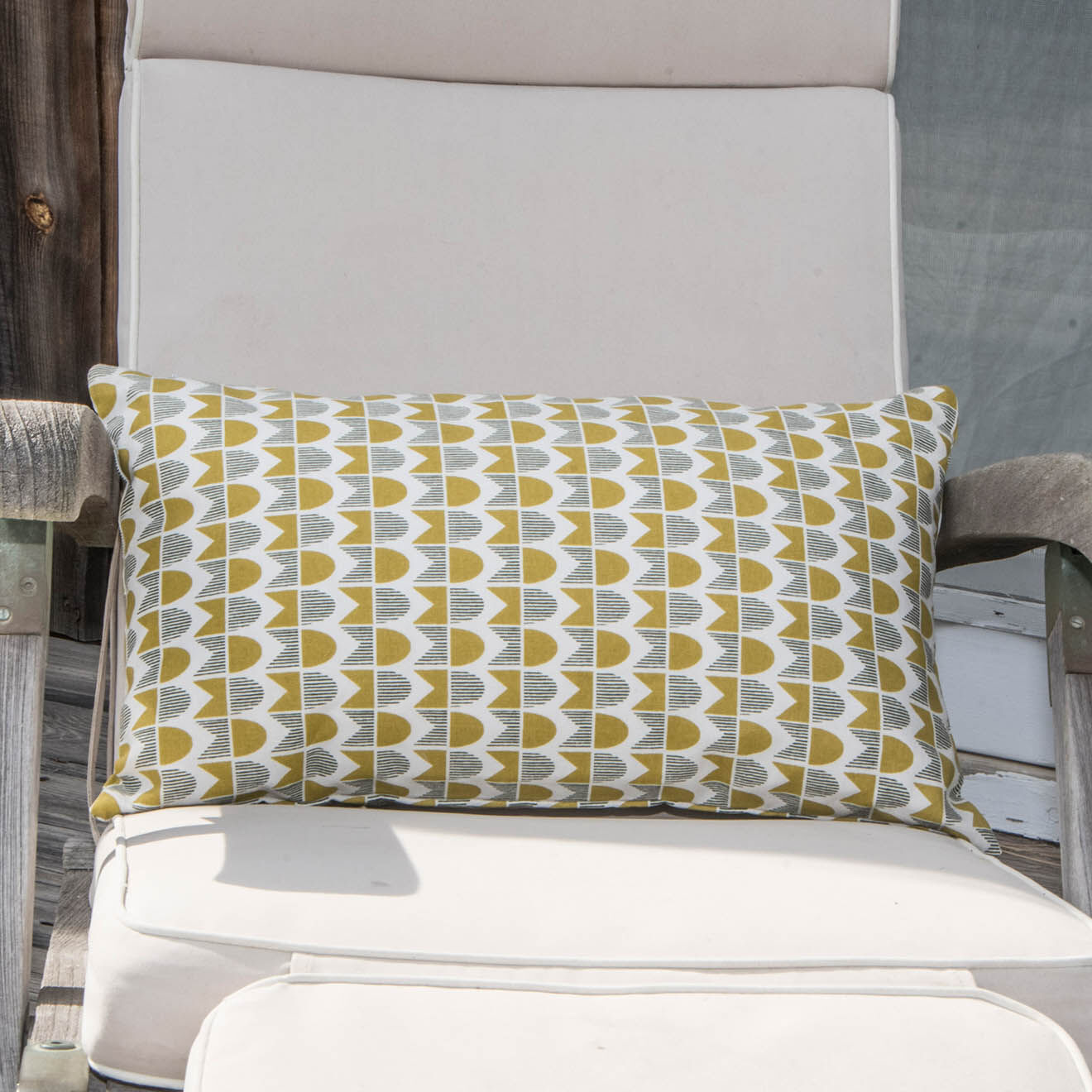 Febronie Housse de coussin d'extérieur Skandi jaune/kaki - 50x30 cm