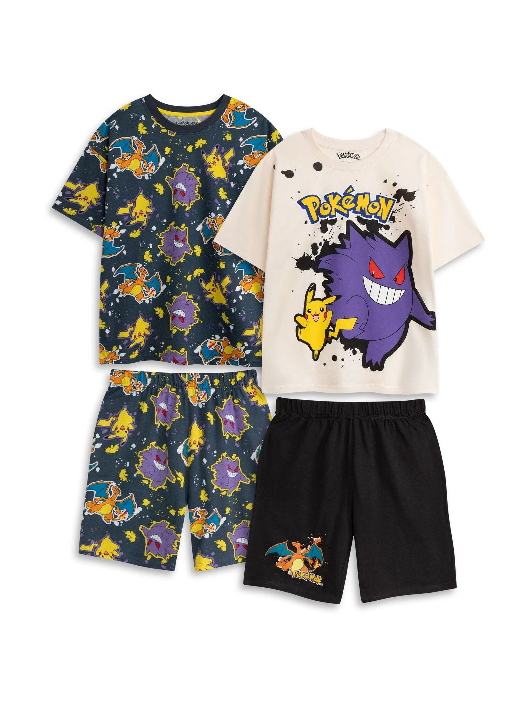Vanilla Underground Cotton Pokemon Multicoloured Short Sleeve Short Leg Pyjamas Set Pack of 2