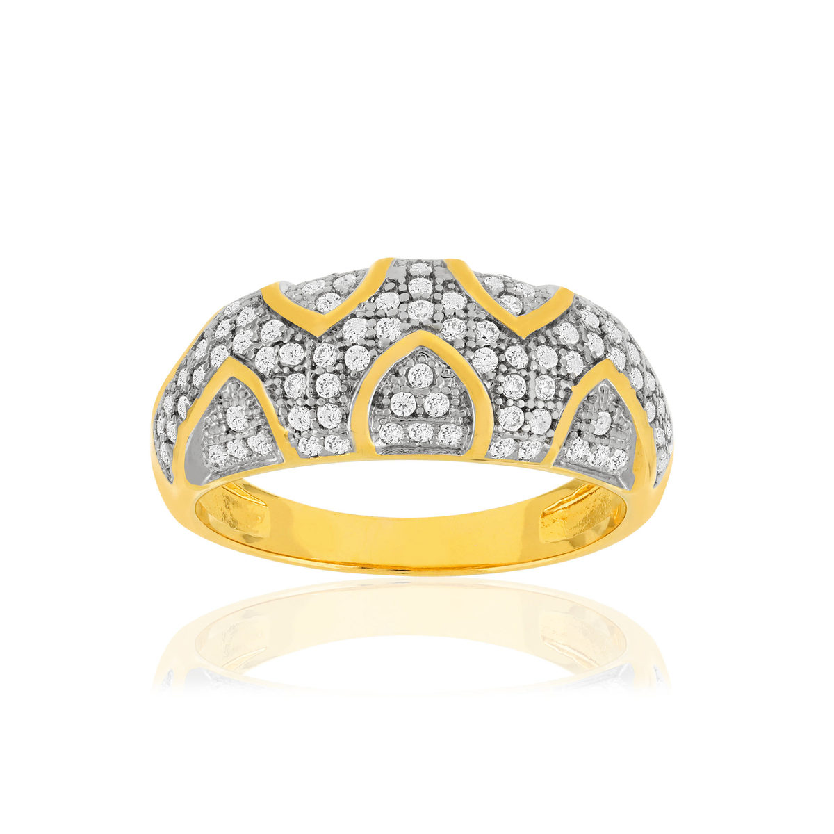 Bague plaqué or zirconias