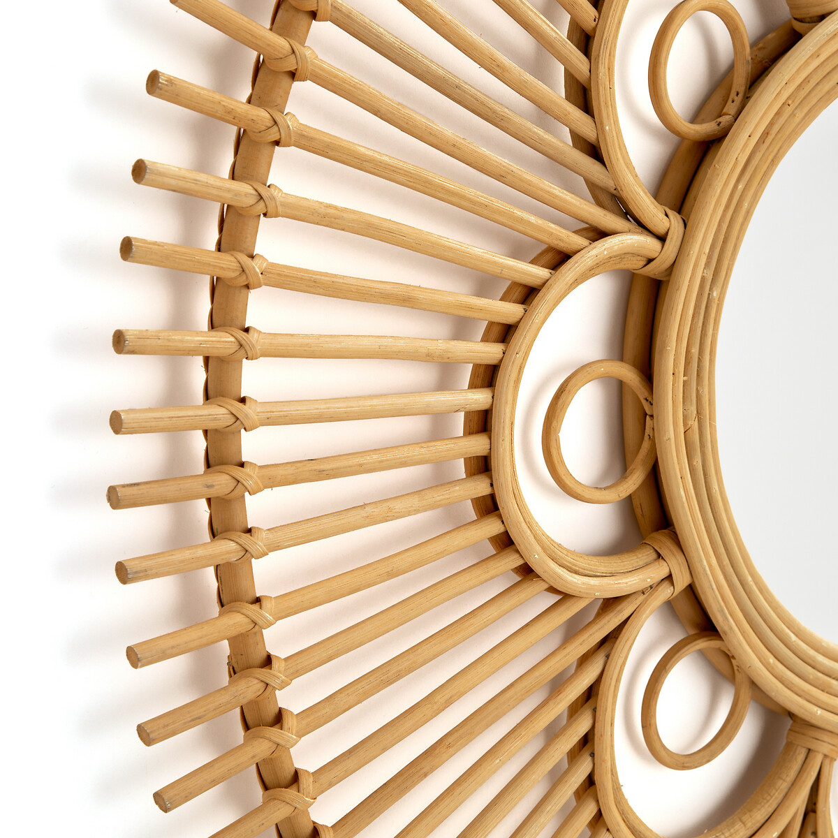 LA REDOUTE INTERIEURS<br>Espelho redondo de rattan, desenho floral Ø90 cm, Nogu