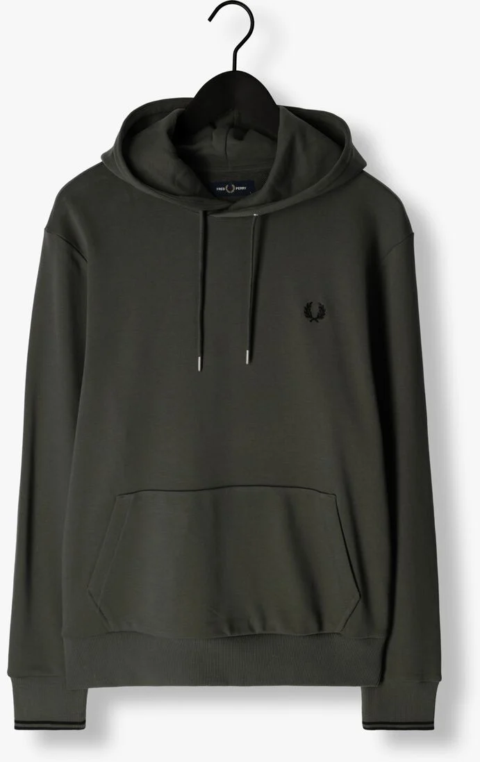 FRED PERRY olijf fred perry sweater tipped hooded sweatshirt