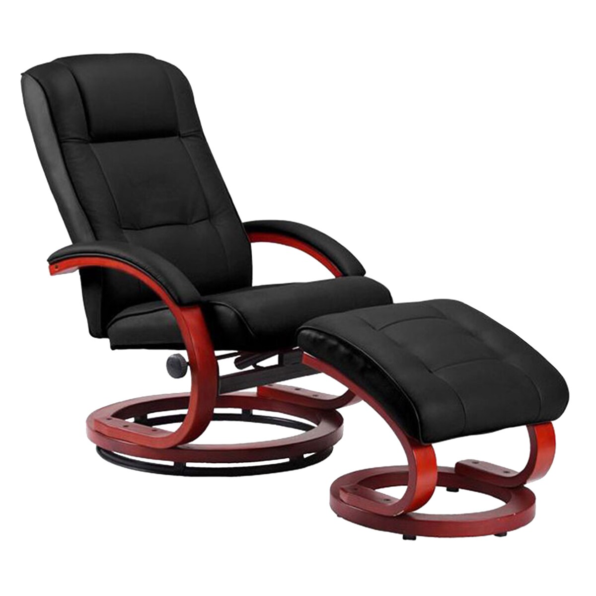 Relaxsessel mit Hocker und Massagefunktion Kunstleder, schwarz